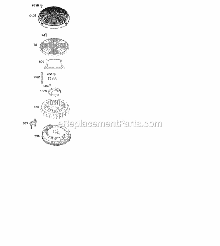 Flywheel Diagram and Parts List for 44Q977-0110-G1  Briggs and Stratton Engine
